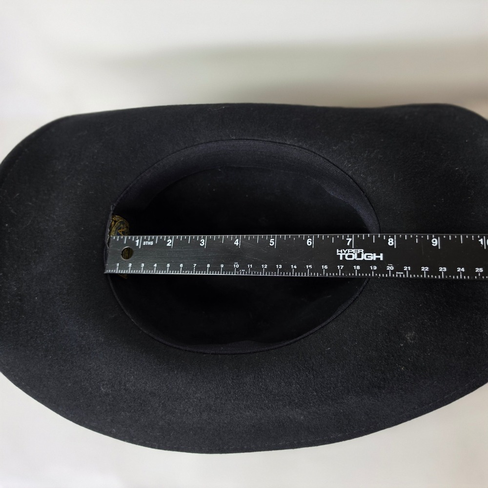 SCALA Black Wool Cowboy Hat Western Dorfman Pacific Studded Band One Size - Picture 8 of 8